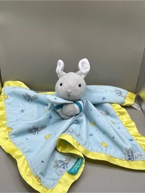 Goodnight Moon Bunny Lovey Soother Baby Blanket Plush Satin Trim